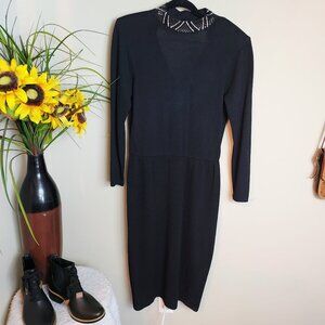 Vintage St. John Wool Long Sleeve black dress